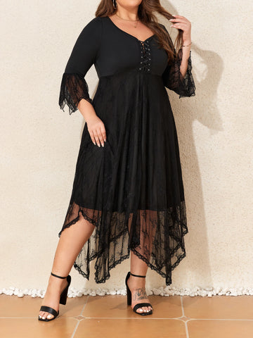 Women's A-Line Mesh Fashion Designer 3-6XL Short Dresses (Plus Size)-Women's Fashion Designer Plus Size Dresses-Women's fashion designer plus size clothes